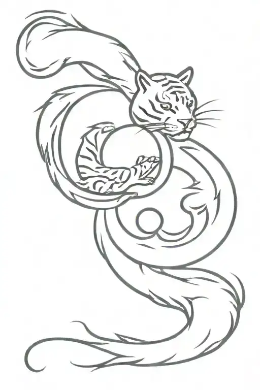 ying yang tiger dragon wrapped tattoo design idea