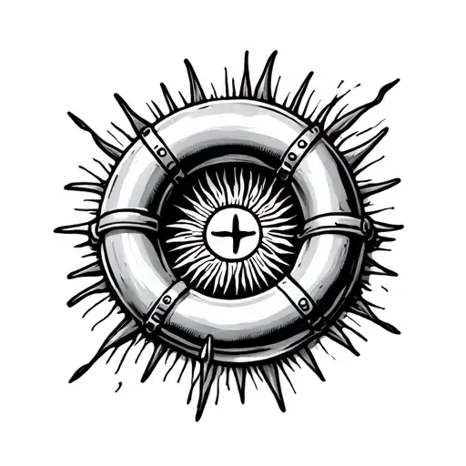 Argentina sun and life buoy tattoo design idea