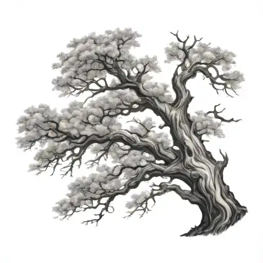 old dead oak tree tattoo design idea