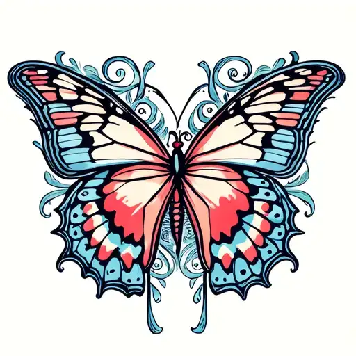 infinity symbol with a heart inside a butterfly  tattoo design idea