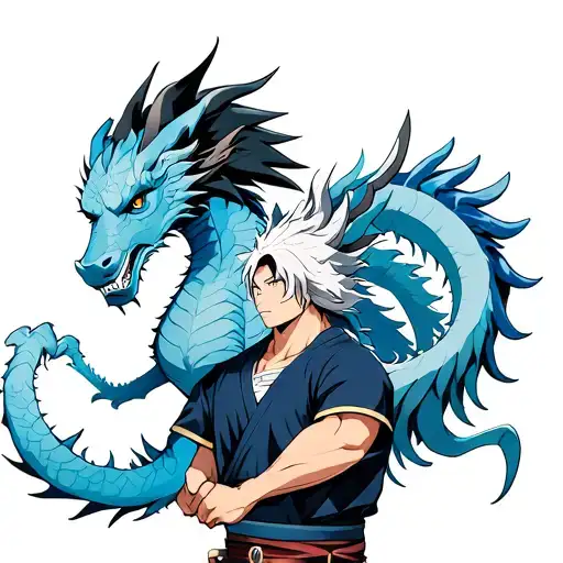 sasuke holding kirin blue dragon tattoo design idea