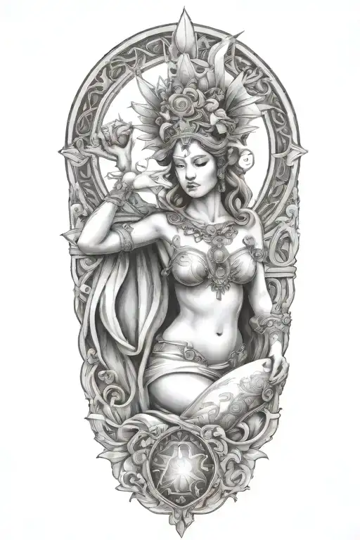 fortuna goddess sexy fit tattoo design idea