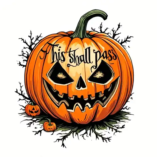 "this too shall pass" halloween pumpkin king n tattoo design idea