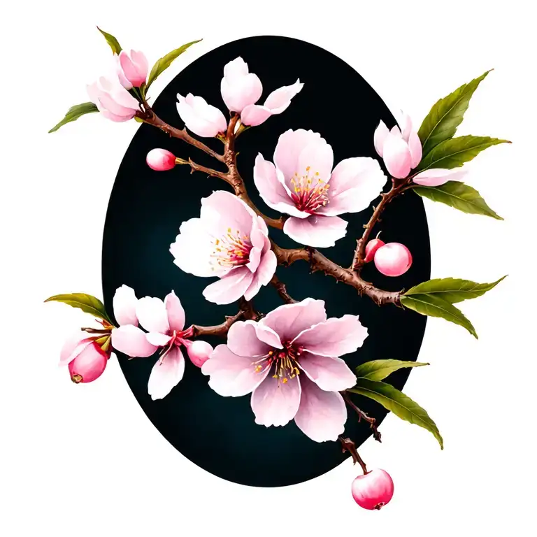 cherry blossom branch tattoo design idea