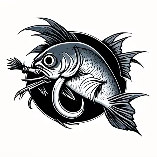 fishing hook tattoo design idea