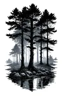 blackout forest. sunny. tattoo design idea