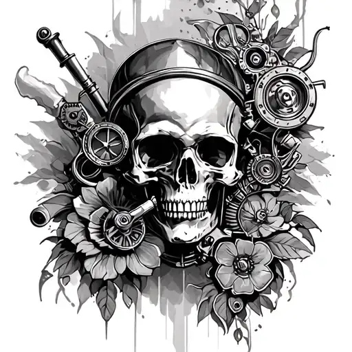 Steam punk themed tattoo design idea