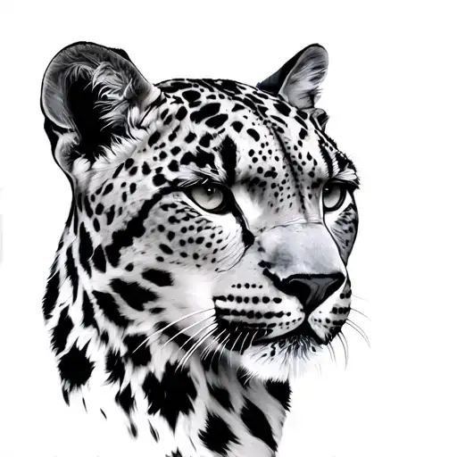 snow leopard portrait realism tattoo design idea