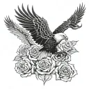 Chris name with skulls roses eagle soaring tattoo design idea