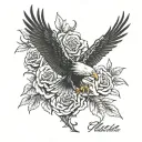 Chris name with skulls roses eagle soaring tattoo design idea
