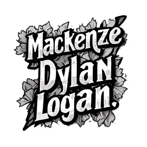 "MacKenzie, Dylan, Logan" name crossword puzzle tattoo design idea