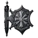 In Hoc Signo Vinces Maltese Cross mandolorian shield  tattoo design idea