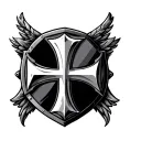 In Hoc Signo Vinces Maltese Cross mandolorian shield  tattoo design idea