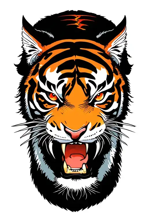 rage tiger climb knee tattoo design idea