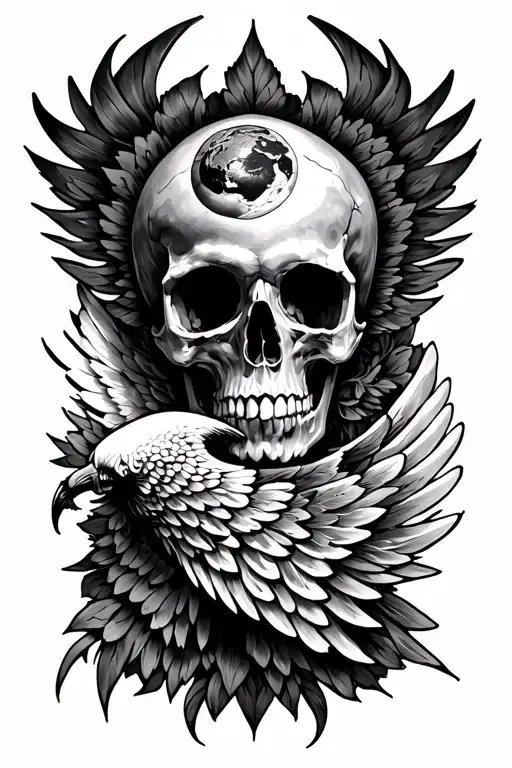 wing with worlds carpe diem, memento mori and memento amoris  tattoo design idea