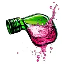 Bottle in pink water tattoo design idea