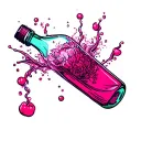 Bottle in pink water tattoo design idea