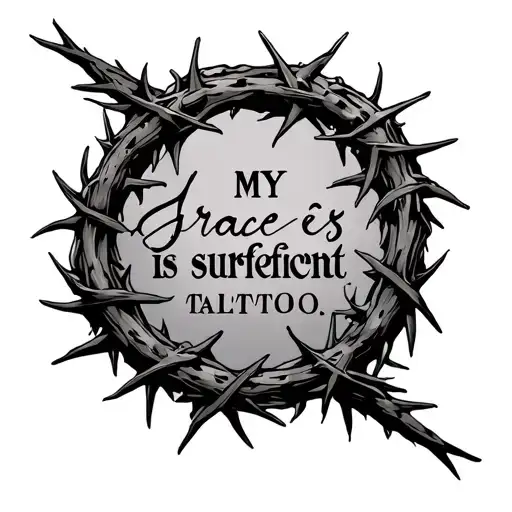 crown of thorns with "my grace is sufficient" tattoo design idea