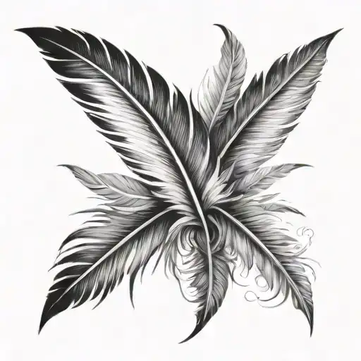 falling feathers tattoo design idea