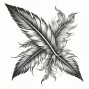 falling feathers tattoo design idea