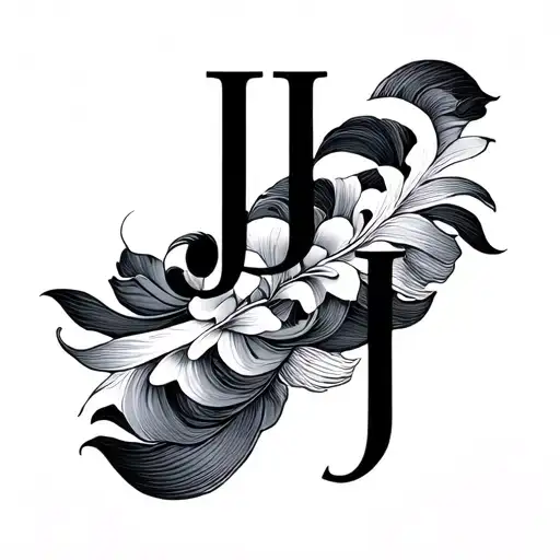 simple waves and initials jj tattoo design idea