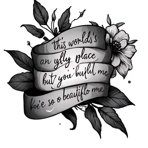 lyrics "this world's an ugly place, but you're so beautiful to me" tattoo design idea