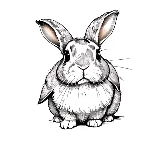 fine line holland lop rabbit tattoo design idea