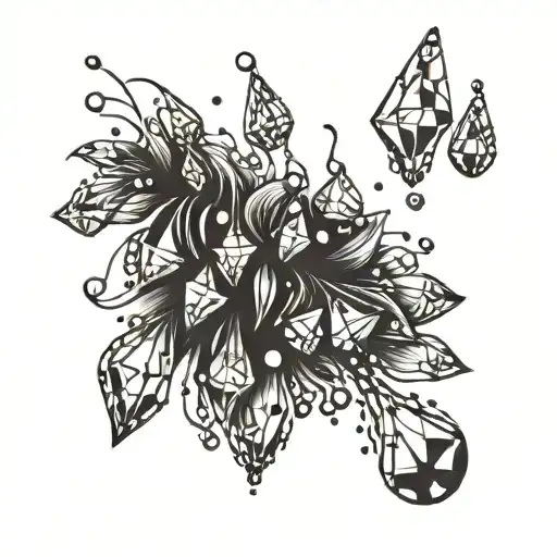 jewels falling like rain drops tattoo design idea