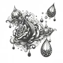 jewels falling like rain drops tattoo design idea