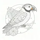 the helm of awe and a puffin tattoo design idea