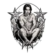 Names Matthew Natasha Patrick star sitting tattoo design idea