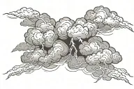 clouds with lightning tattoo design idea