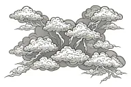 clouds with lightning tattoo design idea