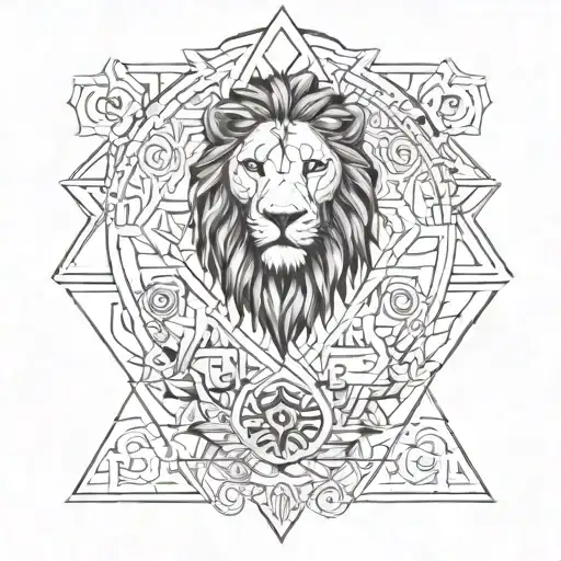 africa filled with a lions head and a life tree as the root of the lions nose tattoo design idea
