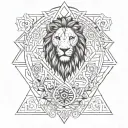 africa filled with a lions head and a life tree as the root of the lions nose tattoo design idea