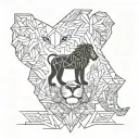 africa filled with a lions head and a life tree as the root of the lions nose tattoo design idea