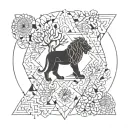 africa filled with a lions head and a life tree as the root of the lions nose tattoo design idea