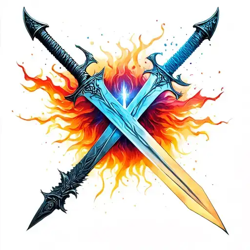 the witcher swords tattoo design idea