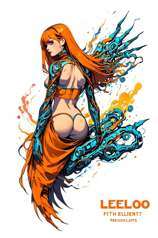 the fifth element Leeloo with the elements forming tattoo design idea