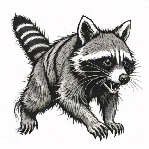 raccoon screaming tattoo design idea