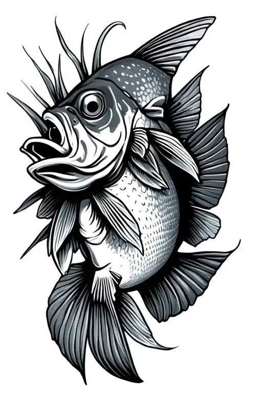 bluegill fish hook tattoo design idea
