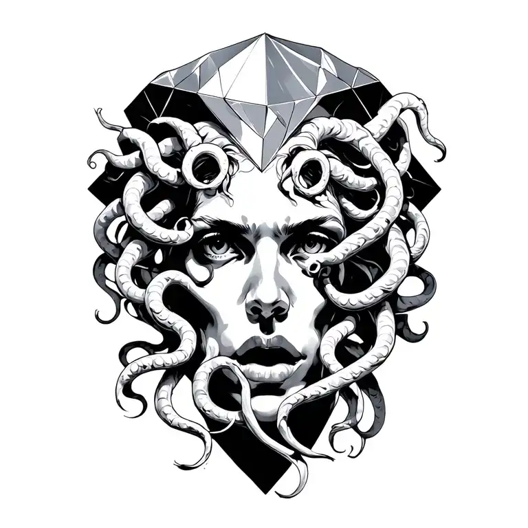 Medusa sexual diamond tattoo design idea