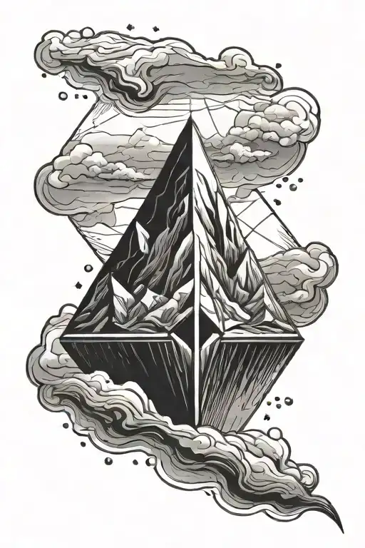 black and white tattoo of an iceberg shaped as the ethereum cryptocurrency logo  tattoo design idea