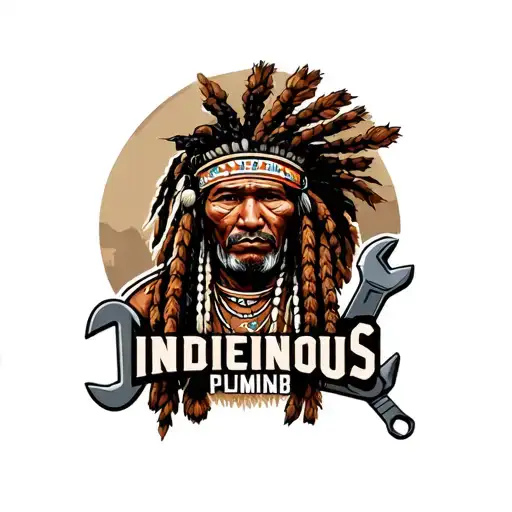 "Indigenous Plumbing " "Indigenous Plumbing " "Indigenous Plumbing " dread lock Native American holding a wrench tattoo design idea