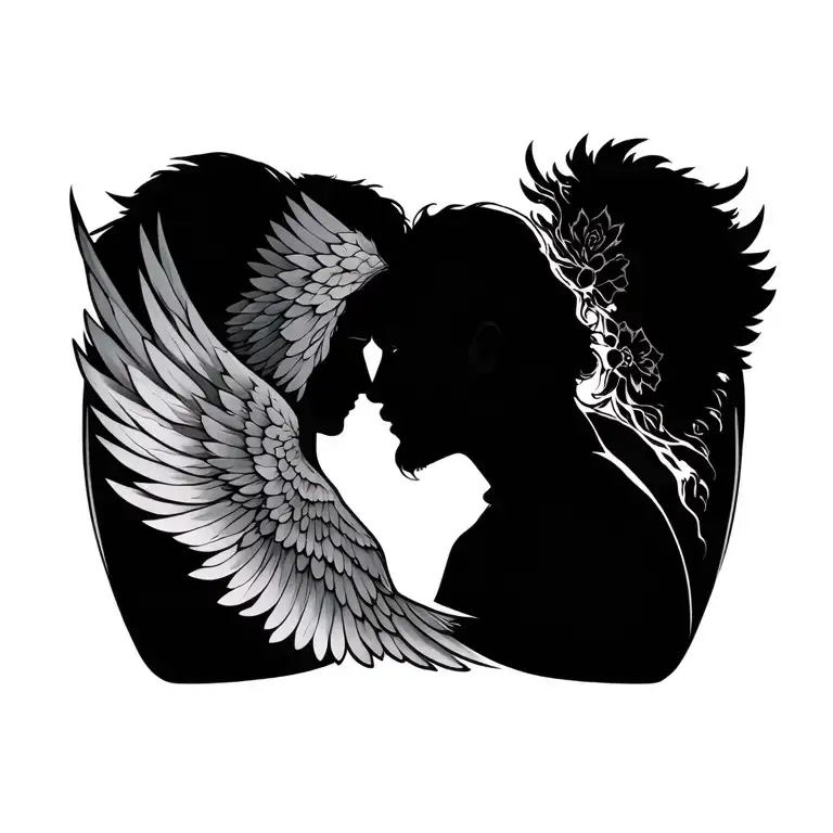 Design a fourth wing tattoo based on Xaden and Violet's love for a man tattoo design idea