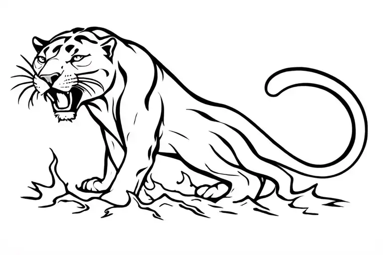 panther emerging victoriously from the ashes tattoo design idea