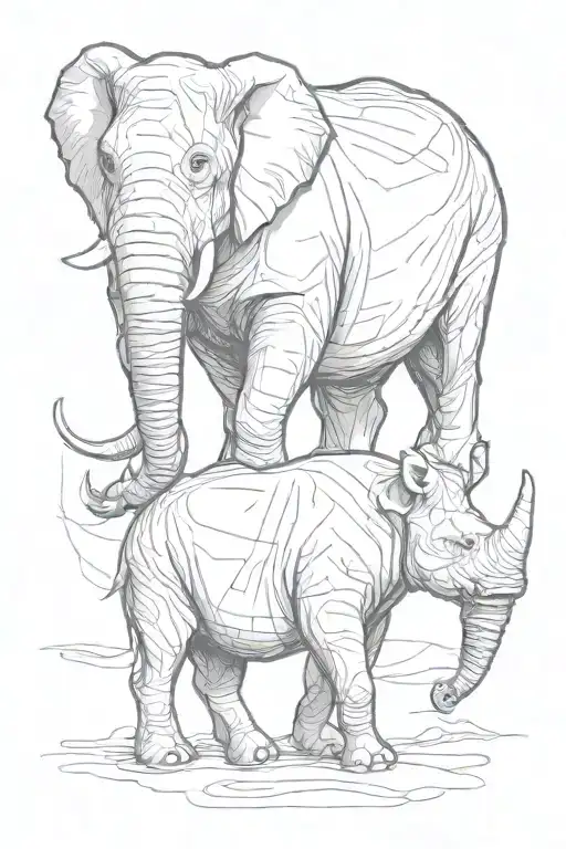 elephant rhino hippo tattoo design idea