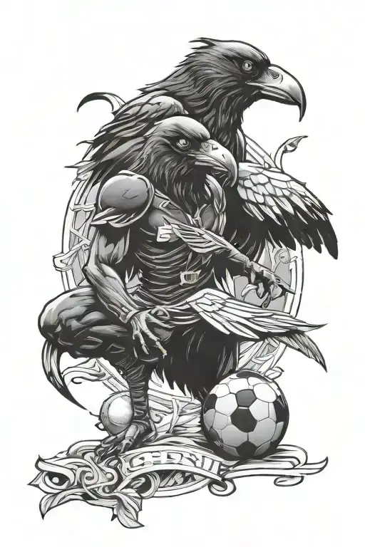 Gemini, crows, football tattoo design idea