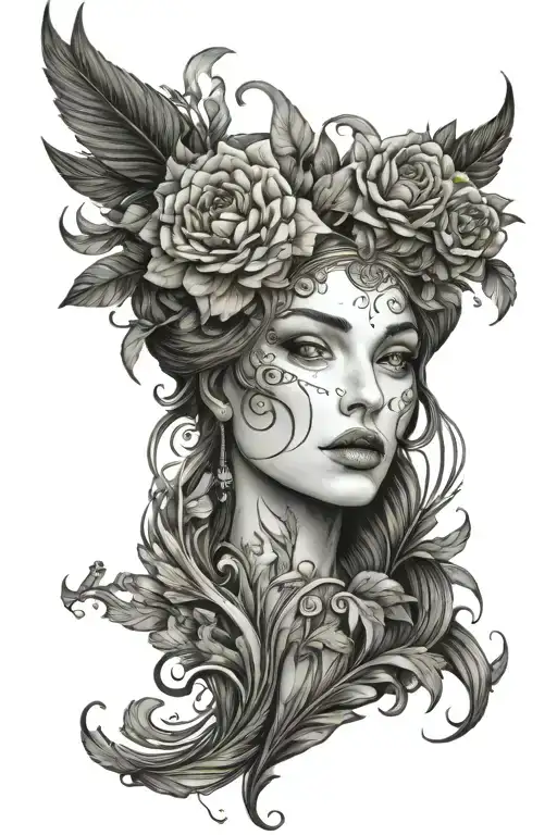 virgo maiden Face tattoo design idea