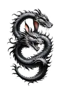 Chinese zodiac dragon and rabbit is intertwined within tattoo design idea